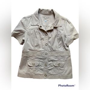 Caslon short sleeve snap down blouse, Large